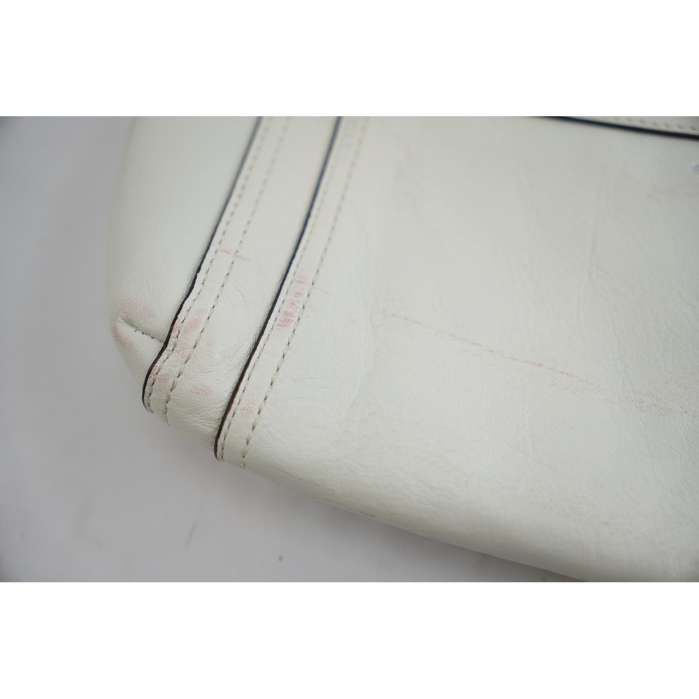 Coach Leather Cutout Handle Clutch Bag Womens White Zipper Pocket Fair - Picture 4 of 12